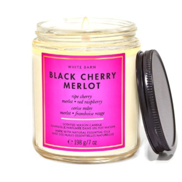 Bath & Body Works White Barn Black Cherry Merlot Single Wick Candle - Picture 1 of 1